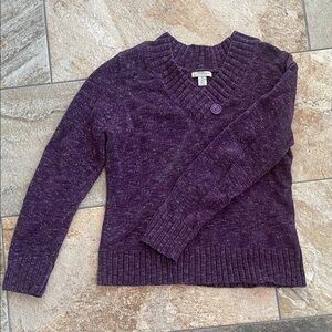 Mercer Street Studio Plum V-Neck Button Sweater